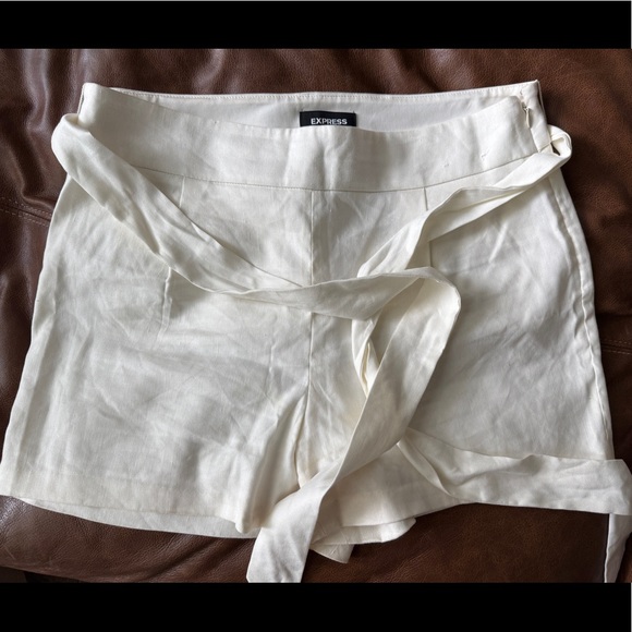 Express Pants - EXPRESS Midi High Rise Linen Women’s Shorts